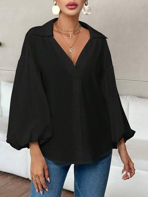 Сорочка жіноча з пишними рукавами колір чорний IMMA156-42-44 чорна фото