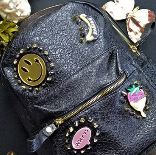 Рюкзак для дівчинки чорний з прикрасами Luna8124-09/08-2-N  фото