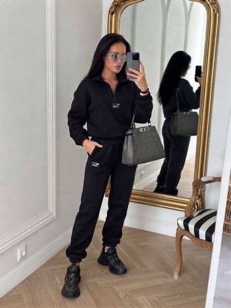 Костюм женский из двухстороннего флиса цвет черный IMMA390-42-44чорний  фото