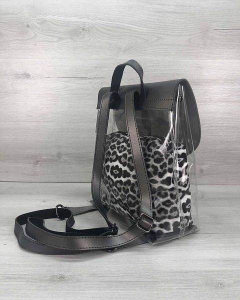Рюкзак прозорий силіконовий з косметичкою леопард N45508-28/06-N фото