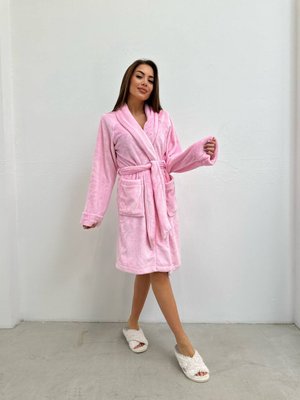 Халат жіночий махровий теплий колір рожевий IMMA125-42-46 рожевий фото