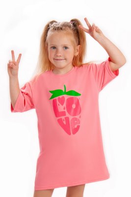 Сукня-футболка з принтом для дівчаток колір персиковий 05-2568-54Н_АВ-11-104 фото