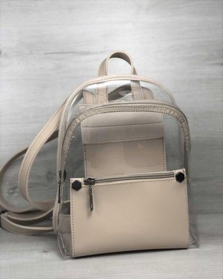Рюкзак жіночий силіконовий з бежевою екошкірою N44419-28/06-N фото