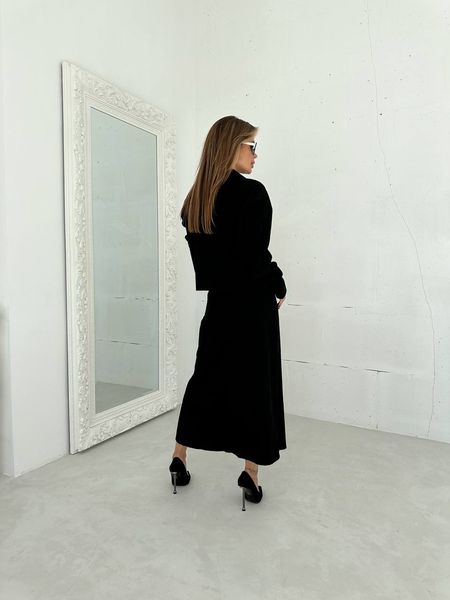 Костюм жіночий вельветовий спідниця міді і жакет вкорочений колір чорний IMMA080 42 чорний фото