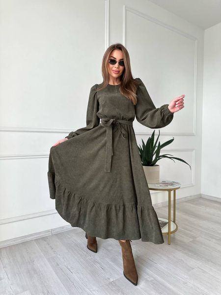 Сукня вельветова довжини максі колір хакі 50-52 IMMA101-50-52 хакі фото